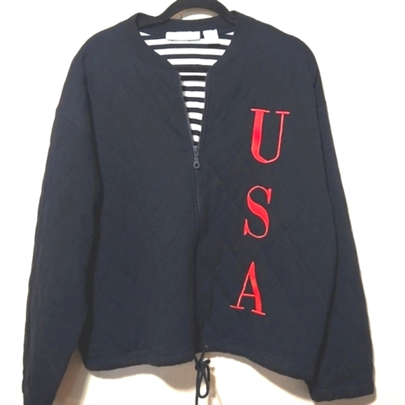 Vintage Chaus USA Blue Quilted  100% Cotton Dolman Zip Up Jacket Large HTF EUC - Picture 12 of 12